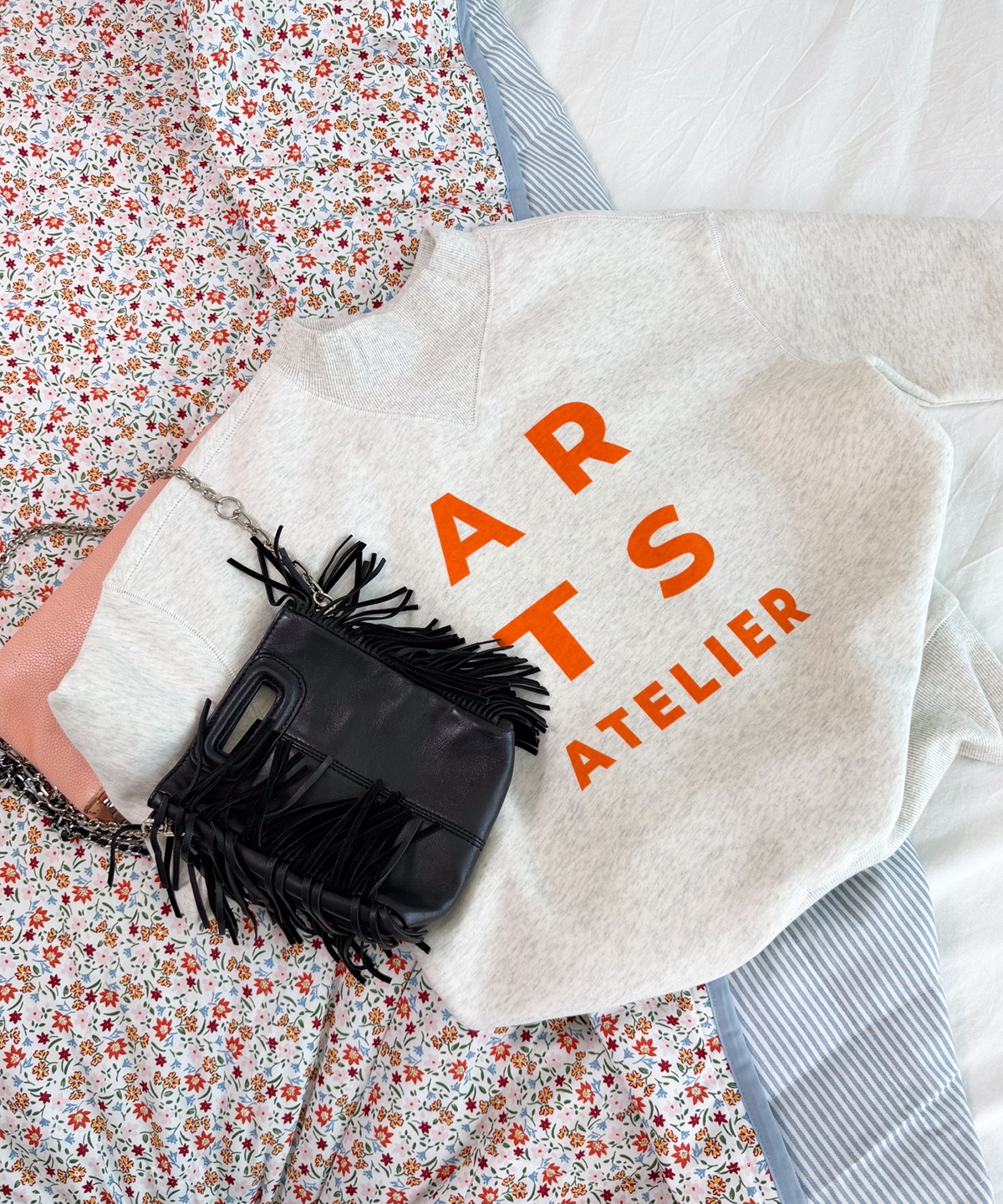 Sweatshirt ash grey orange