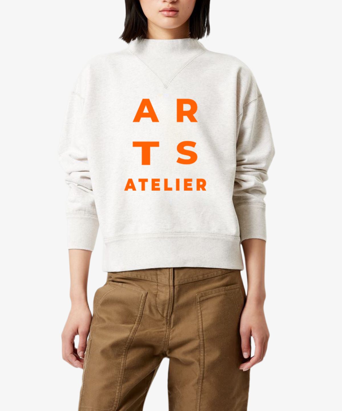Sweatshirt ash grey orange