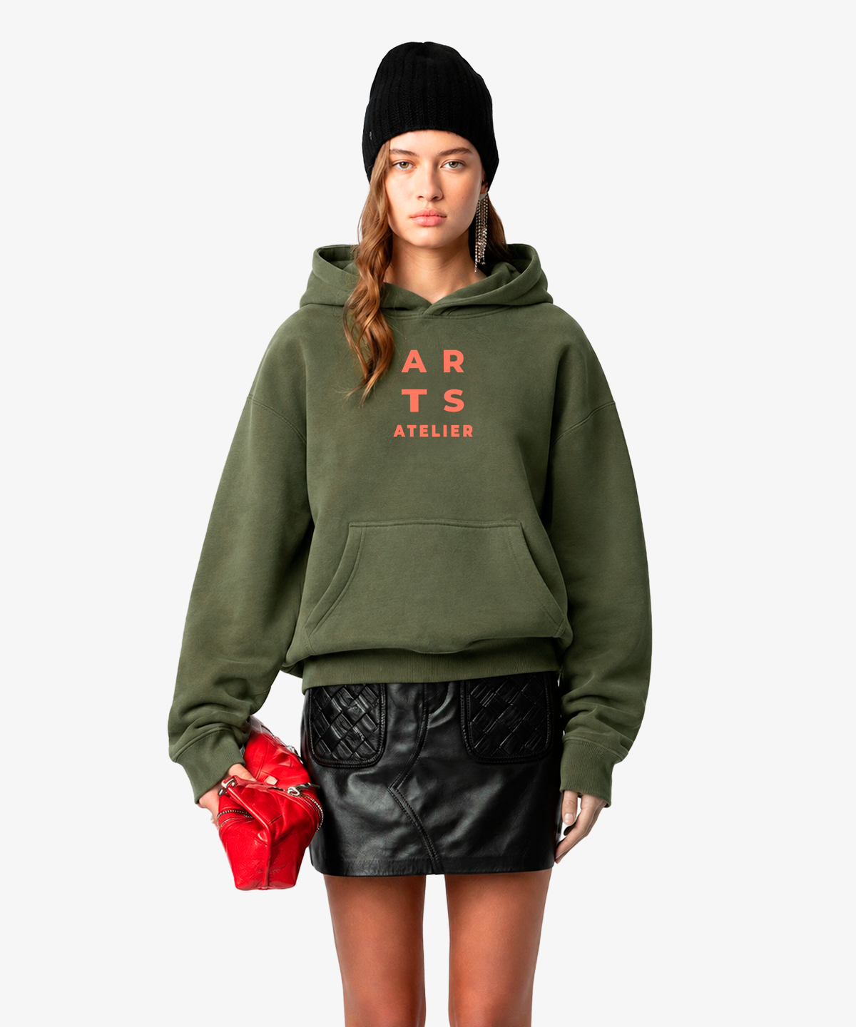 Hoodie olive coral