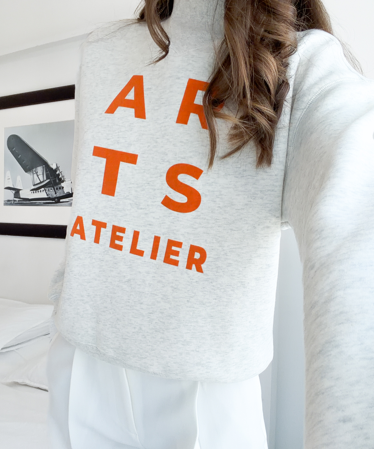 Sweatshirt ash grey orange