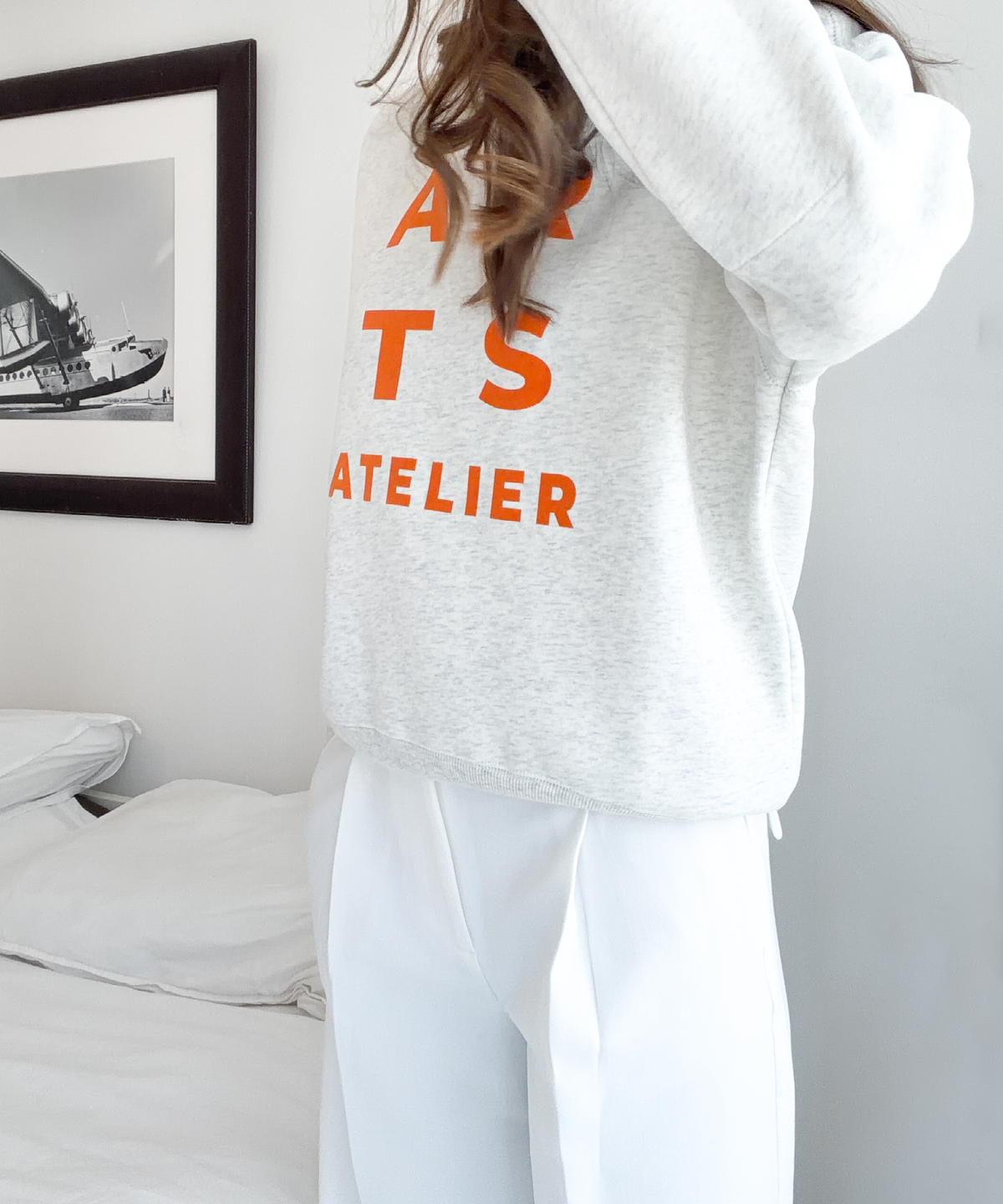 Sweatshirt ash grey orange